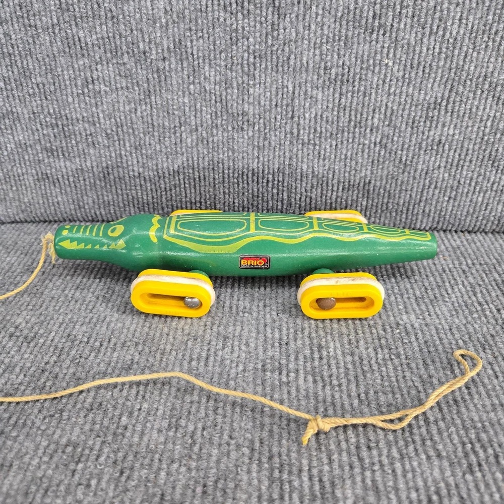 BRIO Wooden Pull Along Alligator‎ Crocodile Toy Made in Sweden Vintage